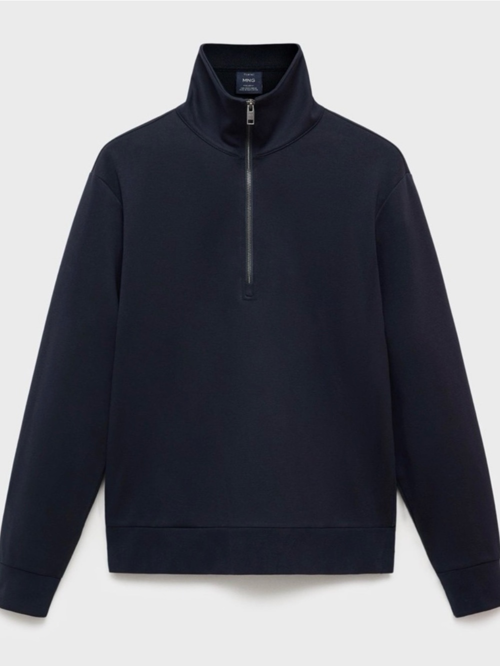 Mango 1/4 Zip Mock Neck Sweater (Navy)